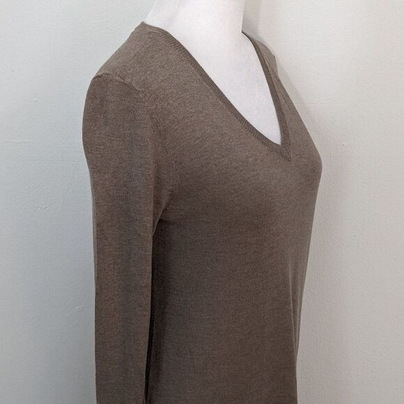 Apt. 9 Khaki Sweater Tunic Size Small Light Brown V-neck Sweater - Picture 2 of 7